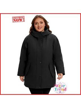Plus Size Winter Puffer Coat with Hood Down Alternative Quilted